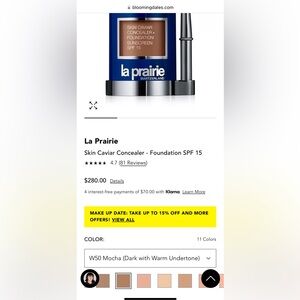 La Prairie Skin Caviar Complexion Concealer Foundation
(w-50 mocha)